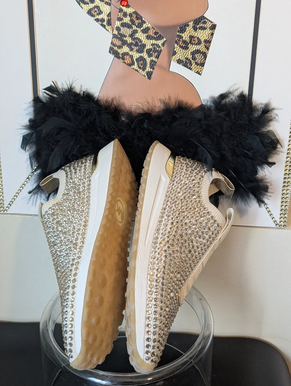Michael Kors Gold Cream Blingy Rhinestone Sneakers